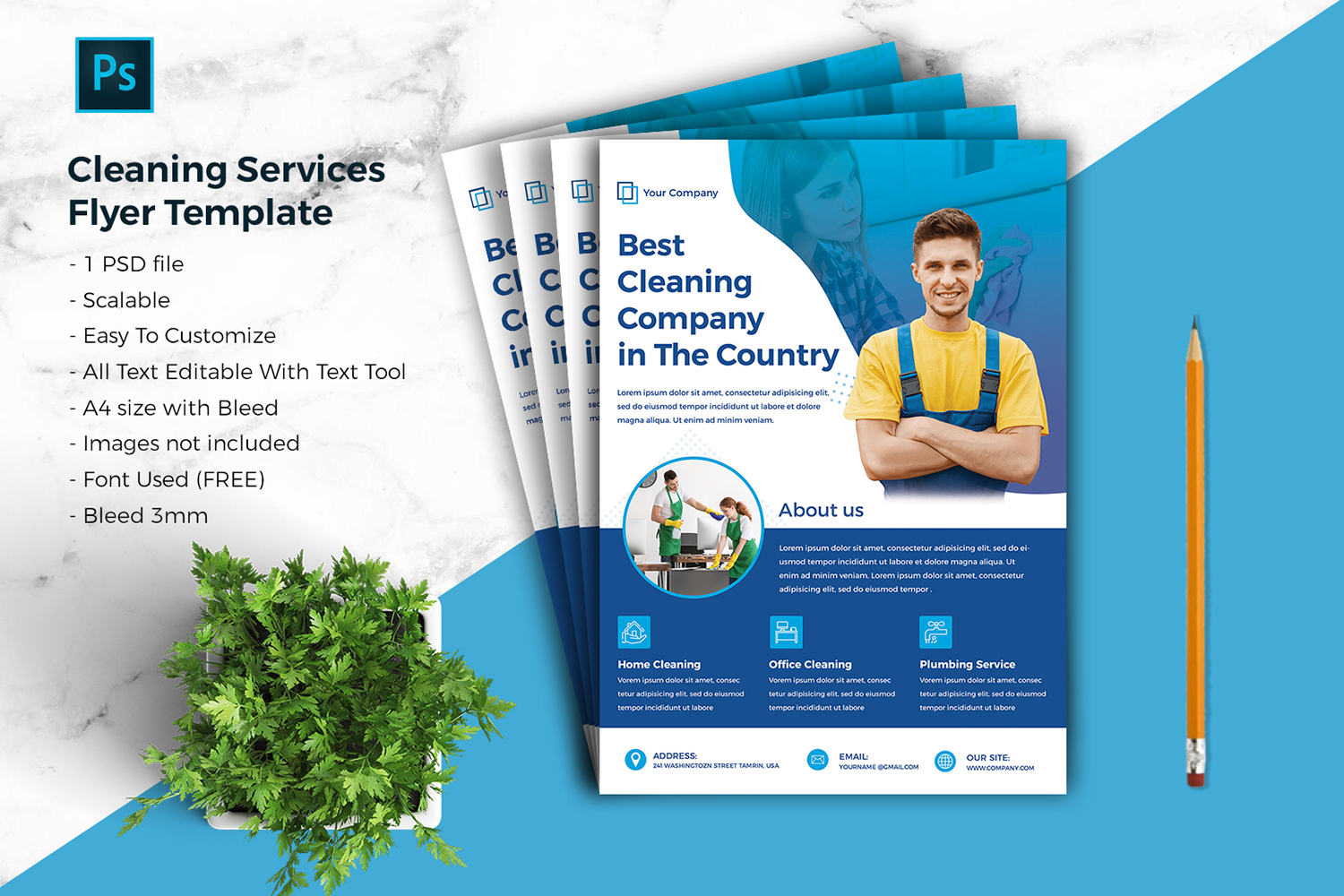 Cleaning Services Flyer vol.04 Corporate identity template