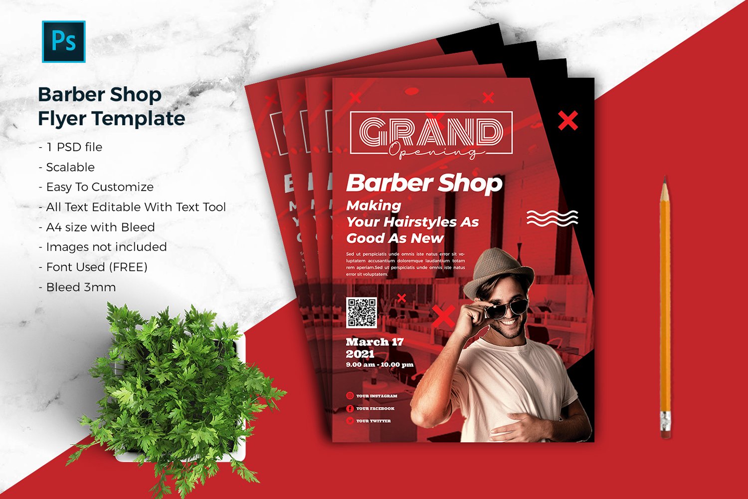 Barbershop Flyer vol.04 Corporate identity template