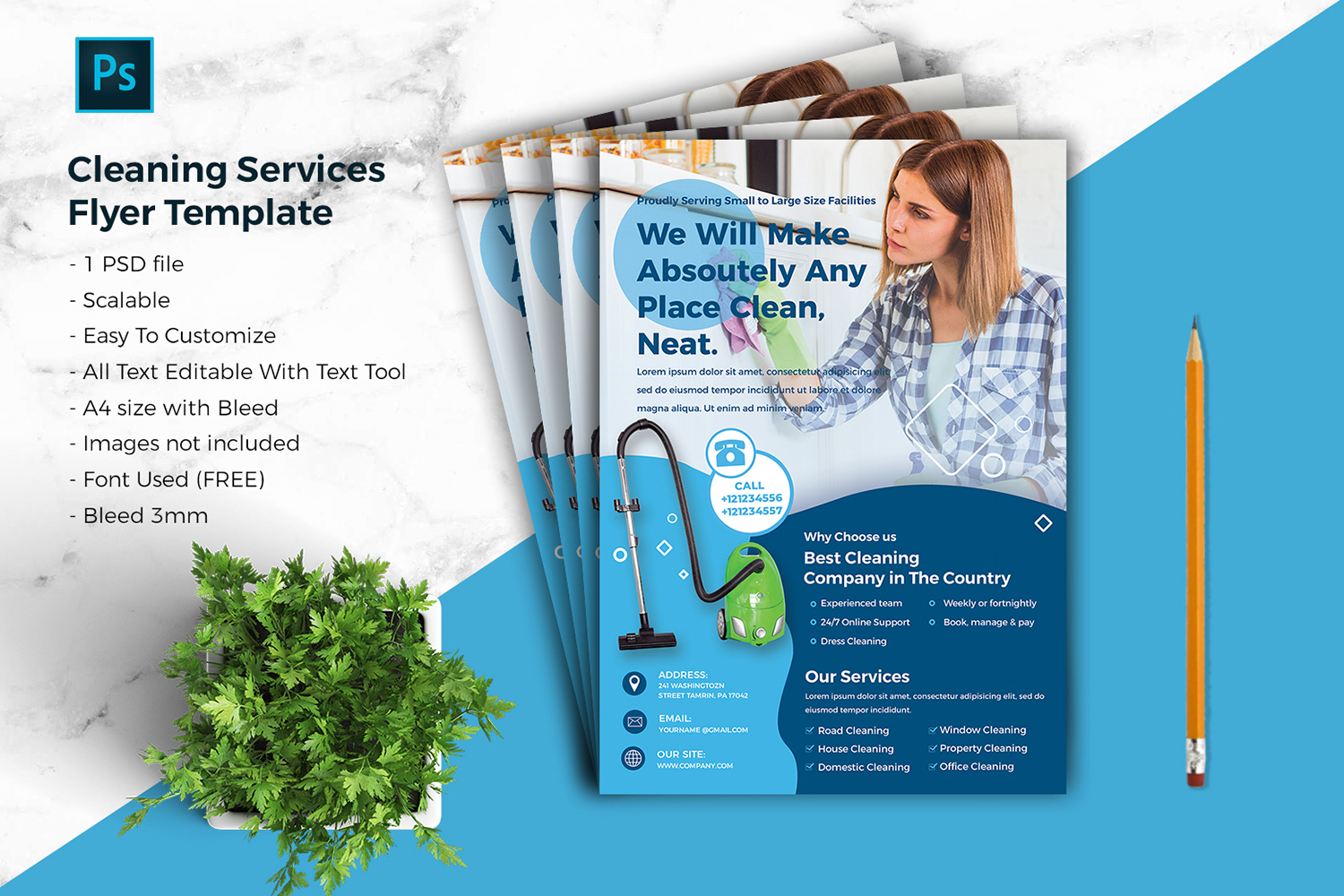 Cleaning Services Flyer vol.01 Corporate identity template