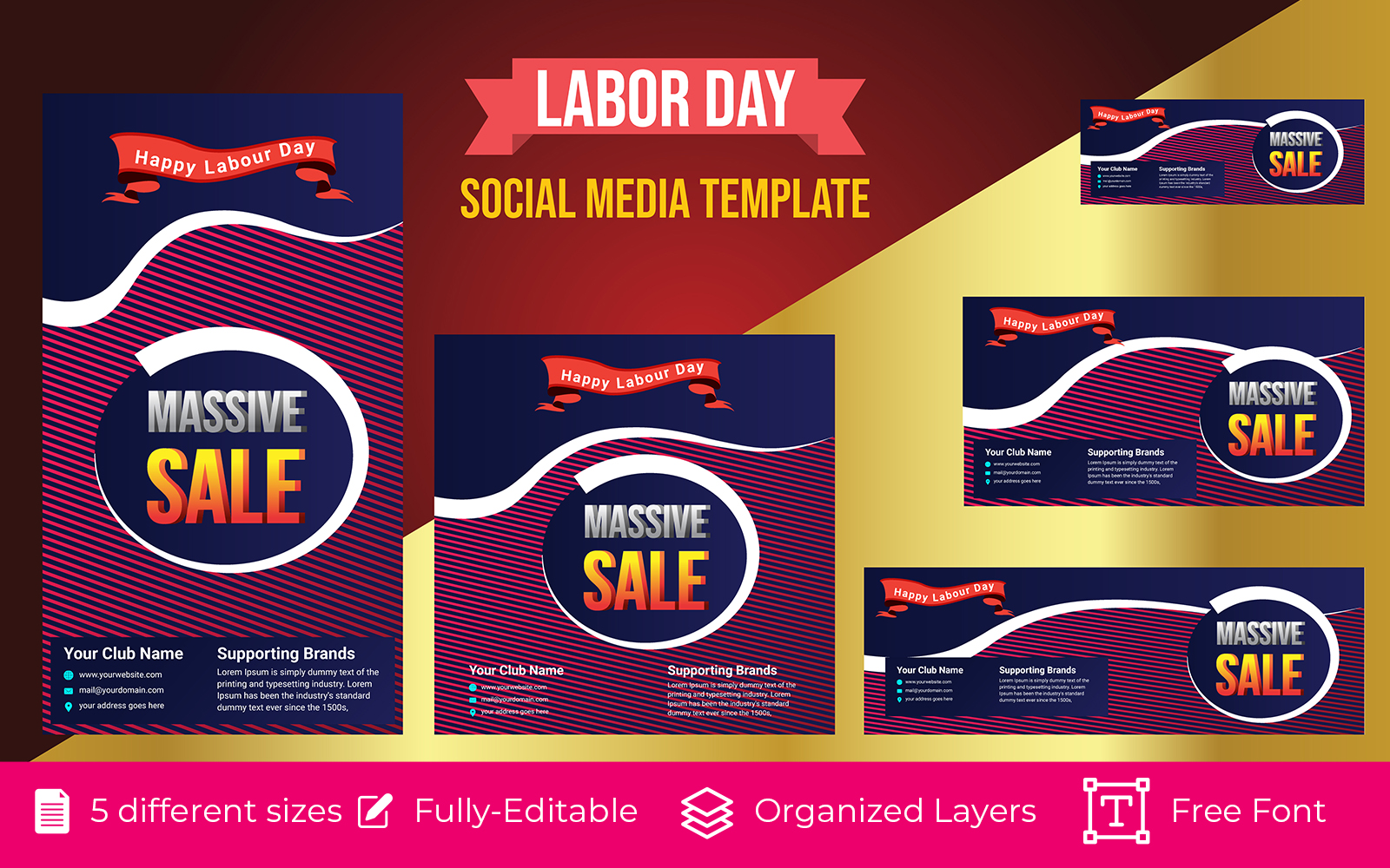 USA Labor Day Social Media Banner design