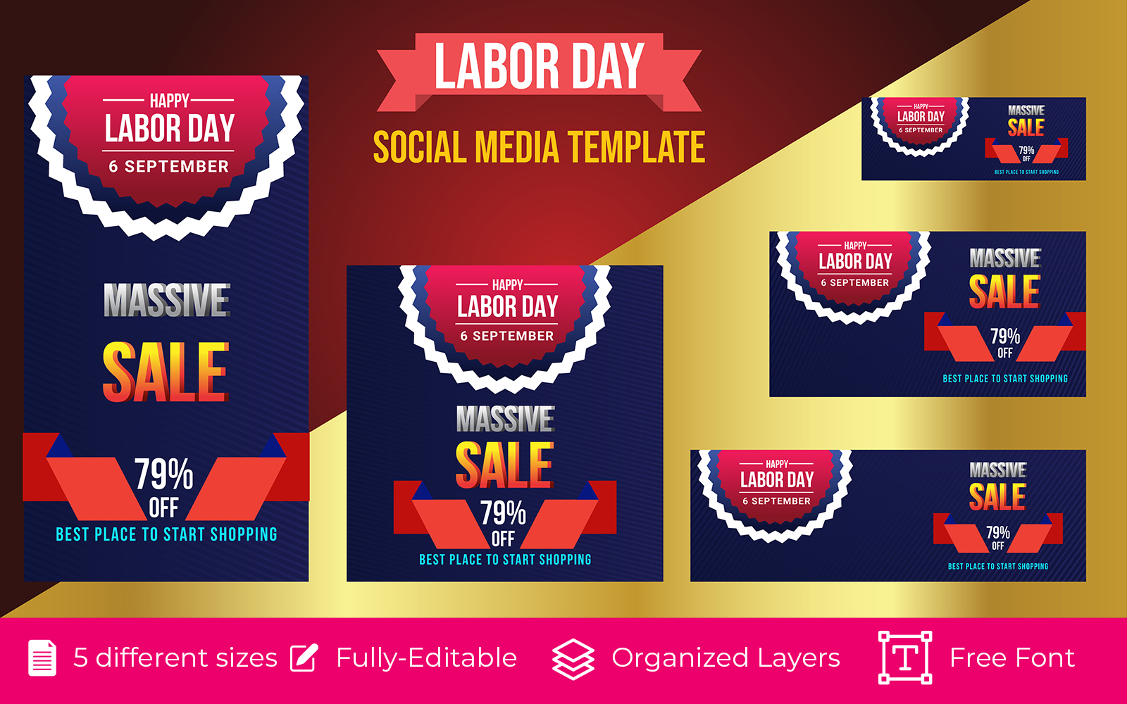 Labor Day Social Media Banner Background Design