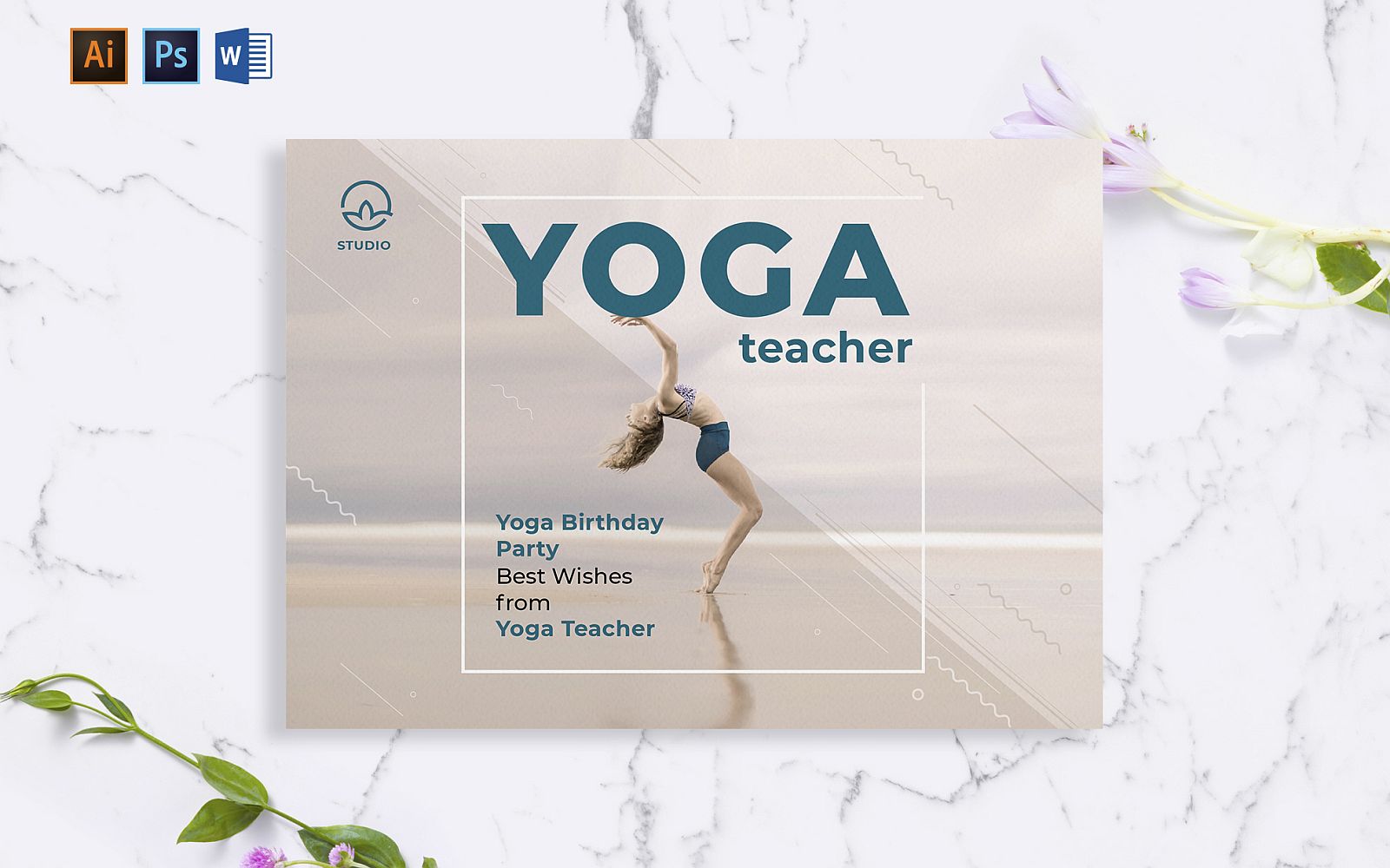 Creative Yoga Instructor Greeting Card Template