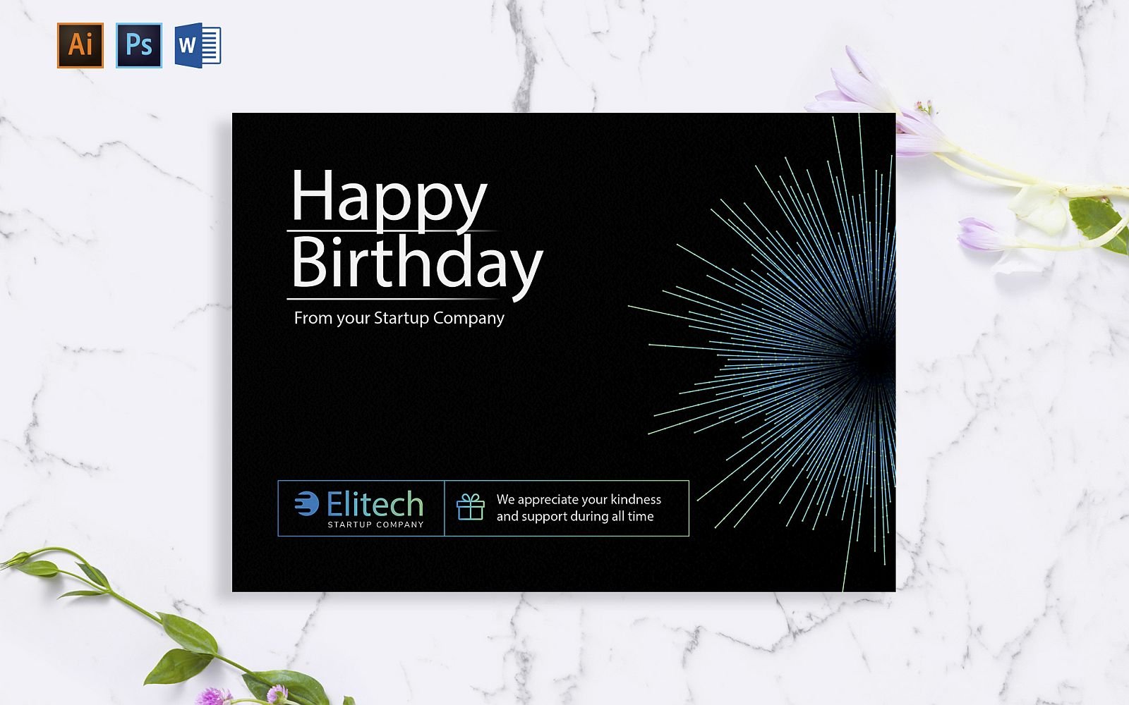 Creative Tech Startup Greeting Card Template