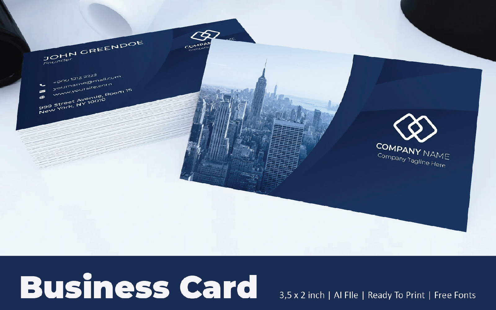 Dark Blue Business Card Corporate identity template