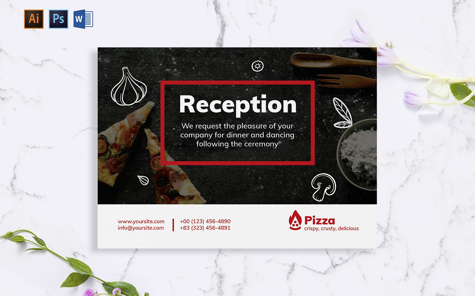Creative Pizza Greeting Card Corporate identity template