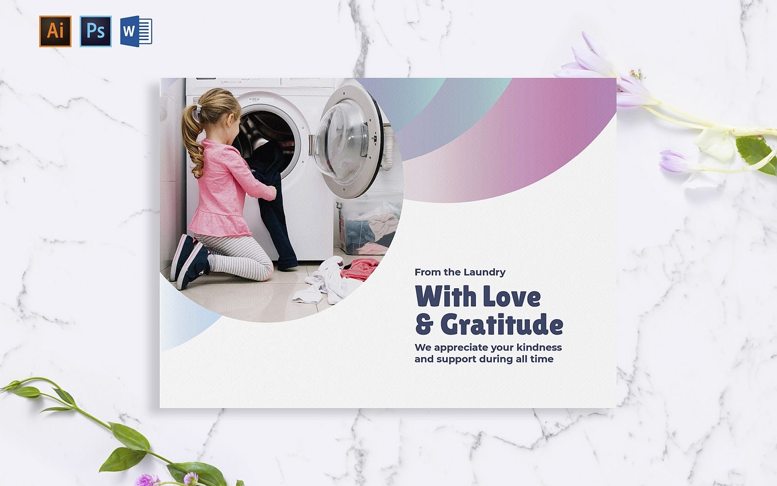 Creative Laundry Greeting Card Corporate identity template