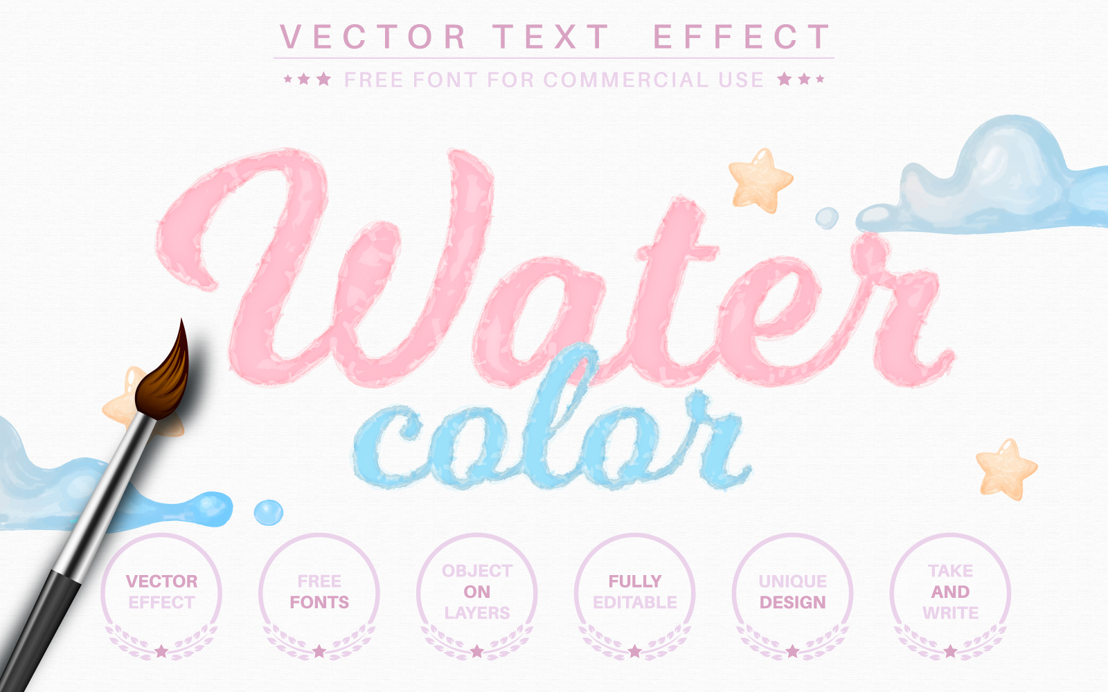 Watercolor - Editable Text Effect,  Font Style Graphic Illustration