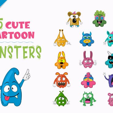 Monster Cartoon Vectors Templates 176454