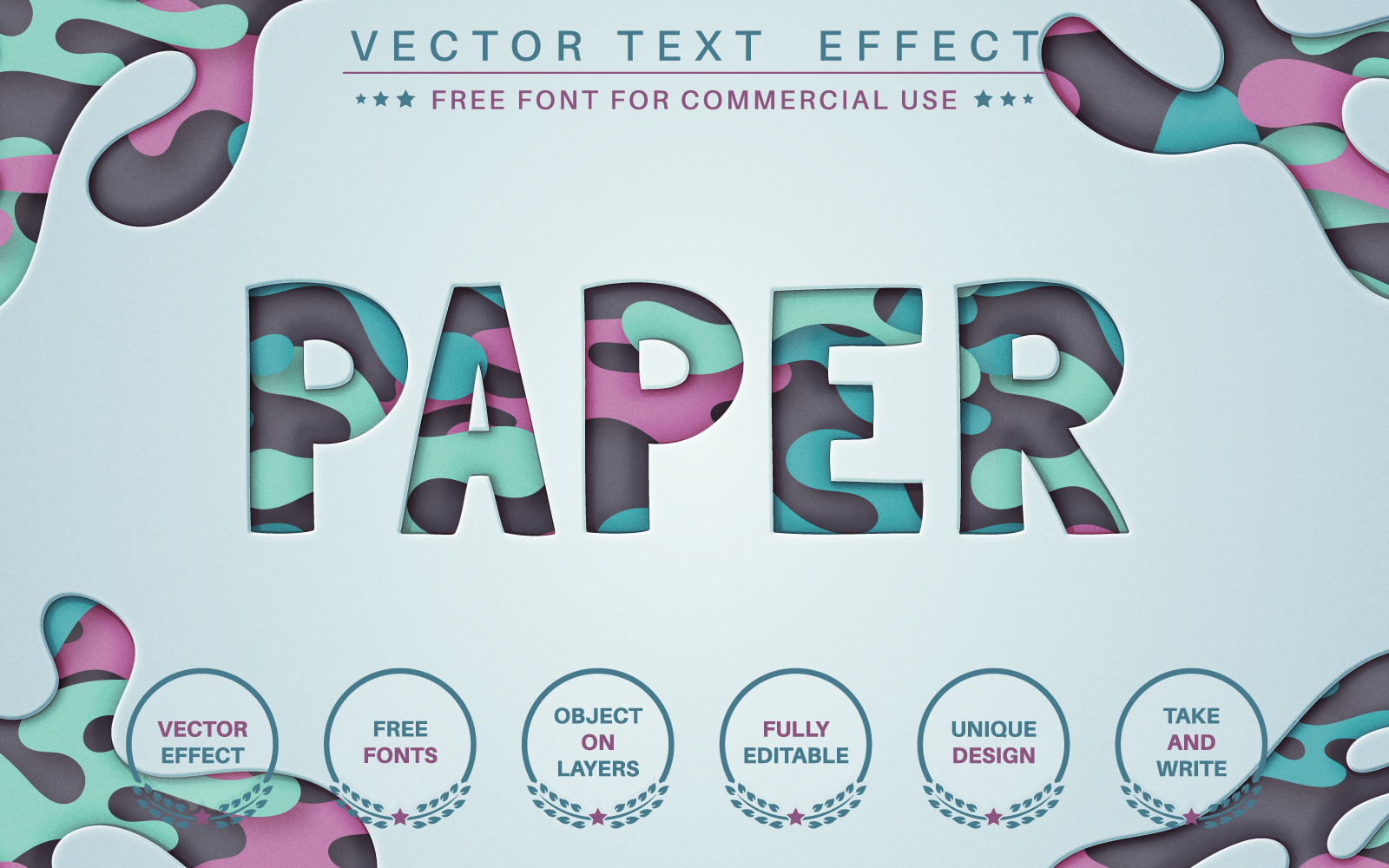 Cut paper - Editable Text Effect,  Font Style Graphic Illustration