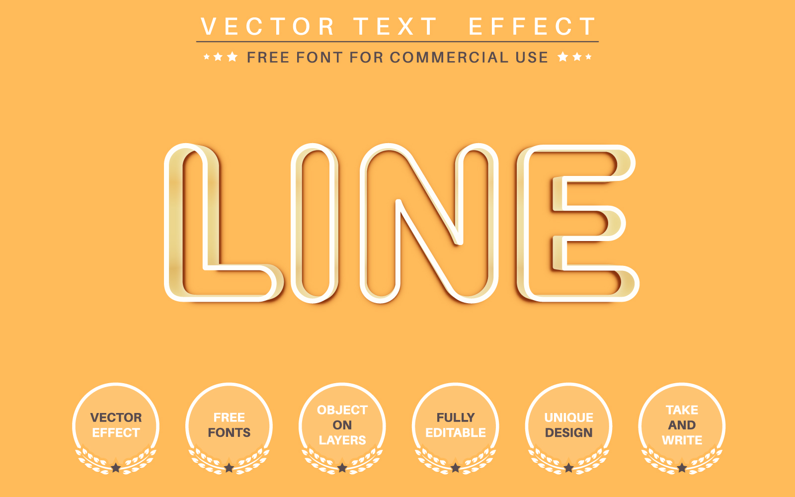 Yellow outline - Editable Text Effect,  Font Style Graphic Illustration