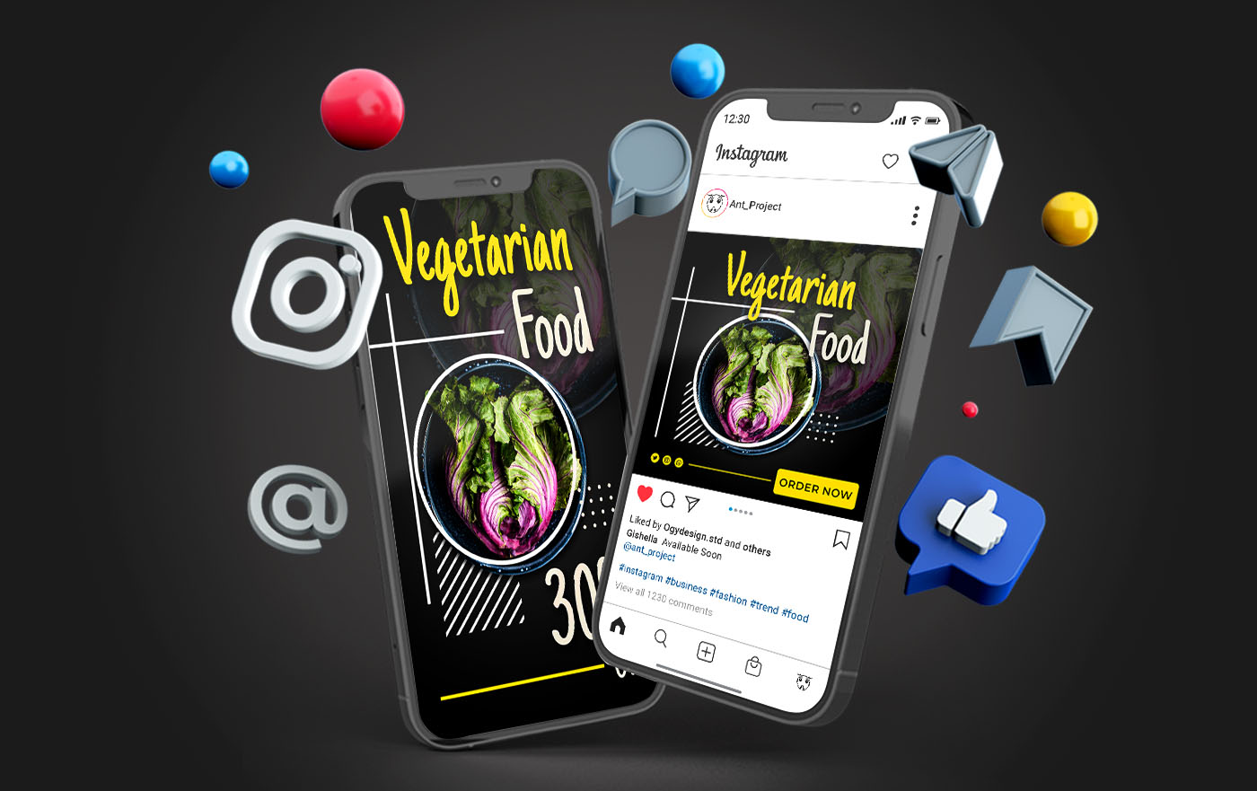 Vegetarian Menu Instagram Post and Story Social Media