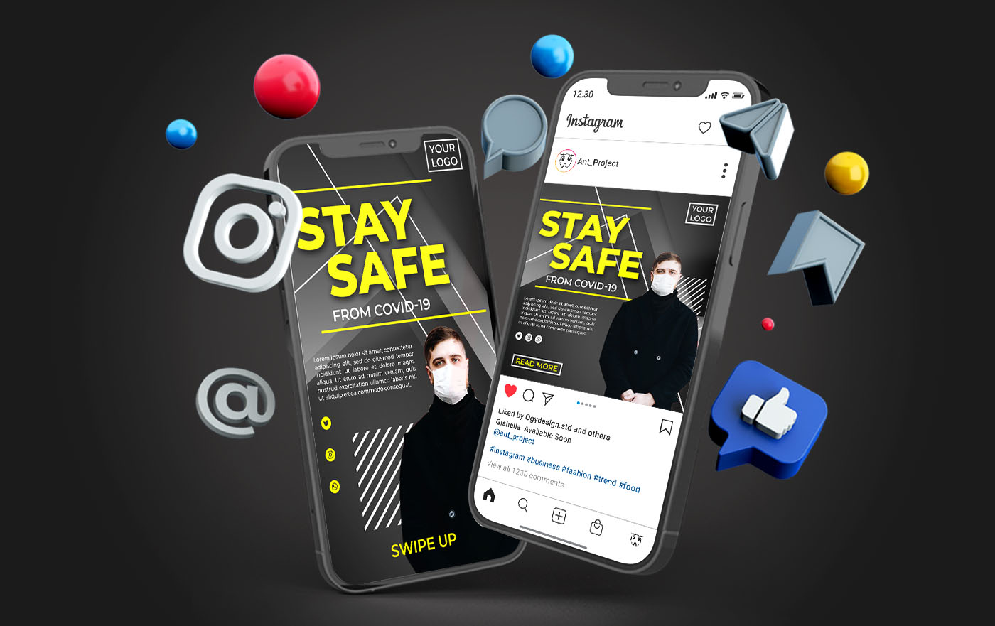 Stay Safe Covid Instagram Post and Story Social Media