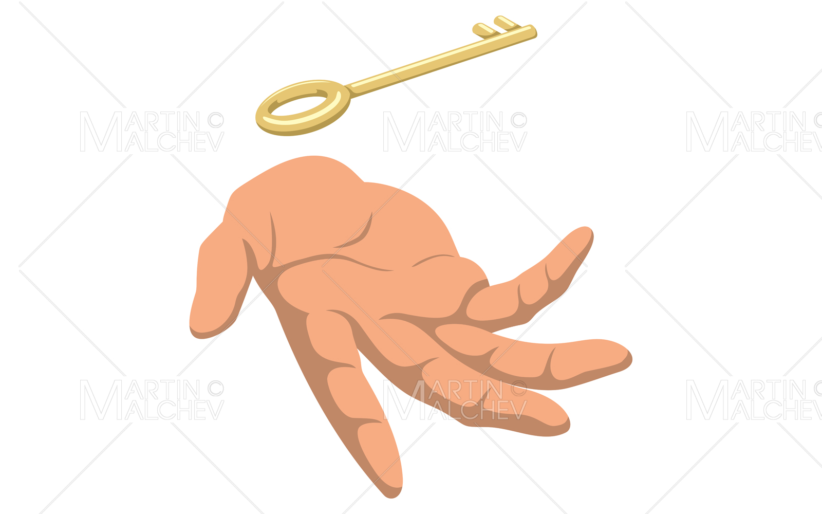 Key In Hand on White Illustration