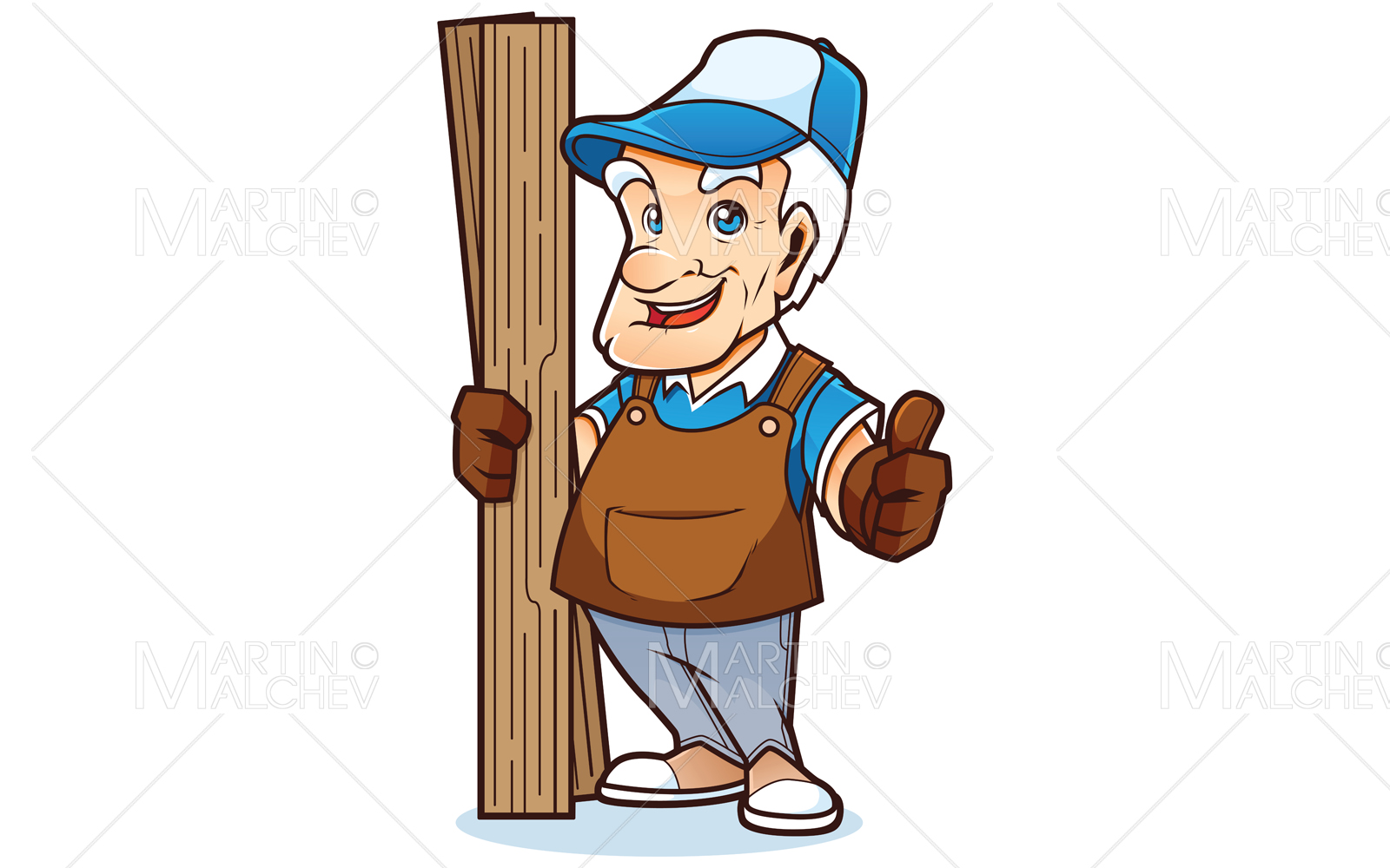 Old Handyman Mascot Illustration