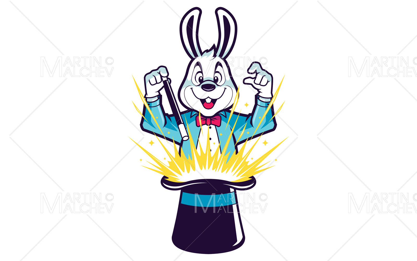 White Rabbit Magic Trick Illustration