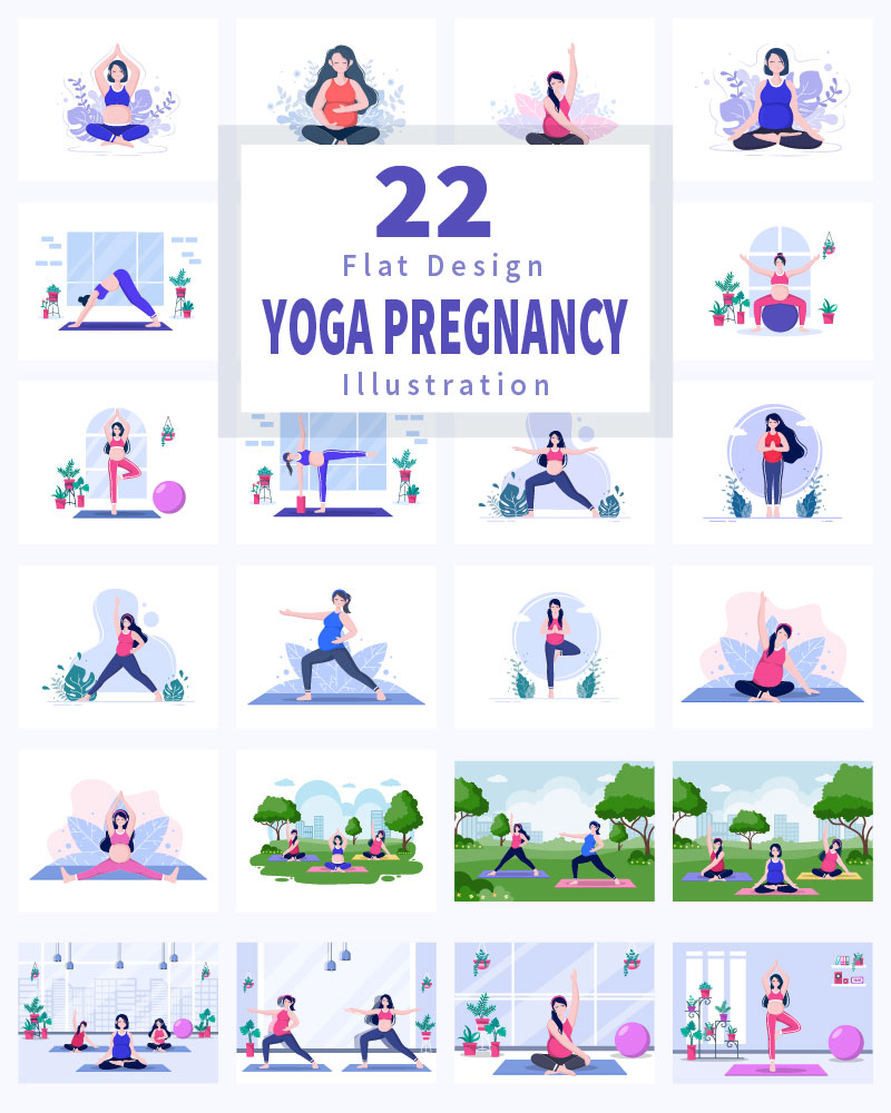22 Pregnancy Yoga Meditation Illustration