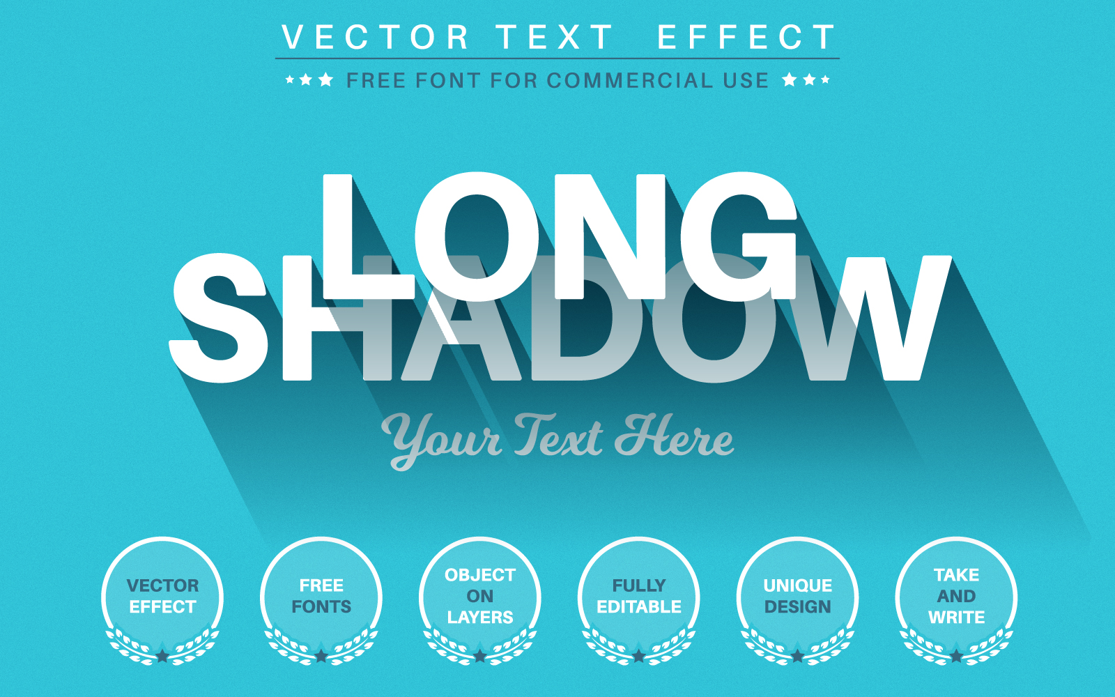 Long Shadow - Editable Text Effect,  Font Style Graphic Illustration