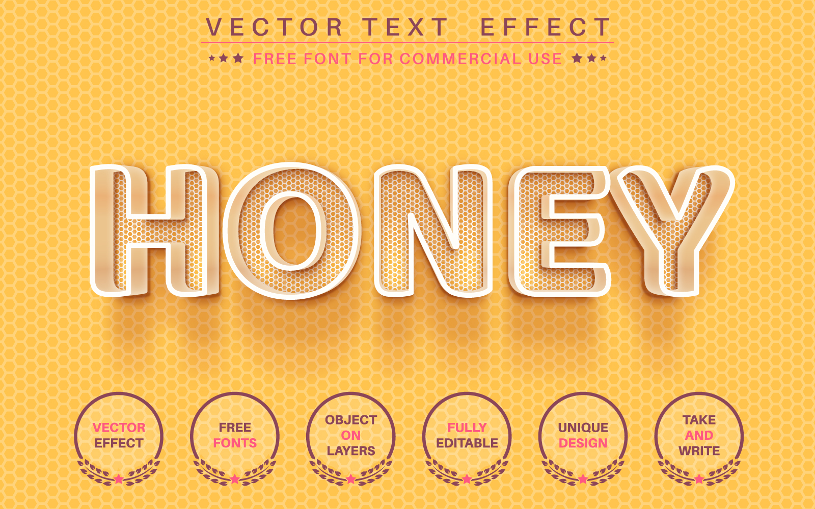 Honeycomb - Editable Text Effect,  Font Style Illustration