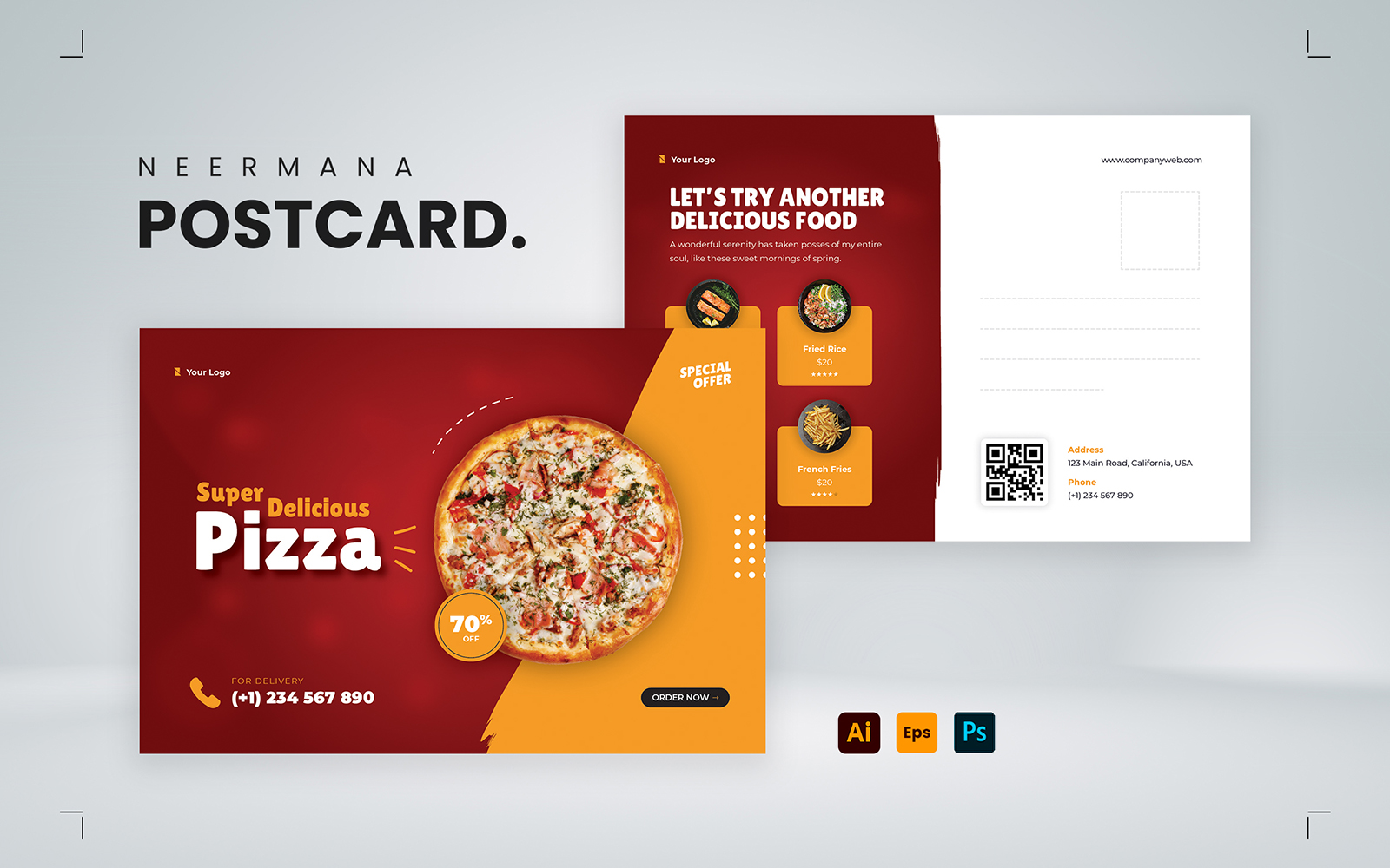 Food Postcard Corporate identity template