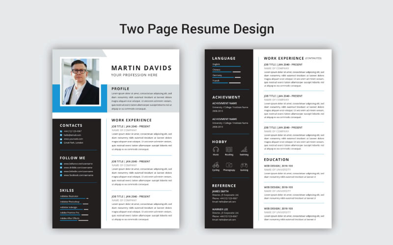 Martin David Resume/CV Design Printable Resume Templates