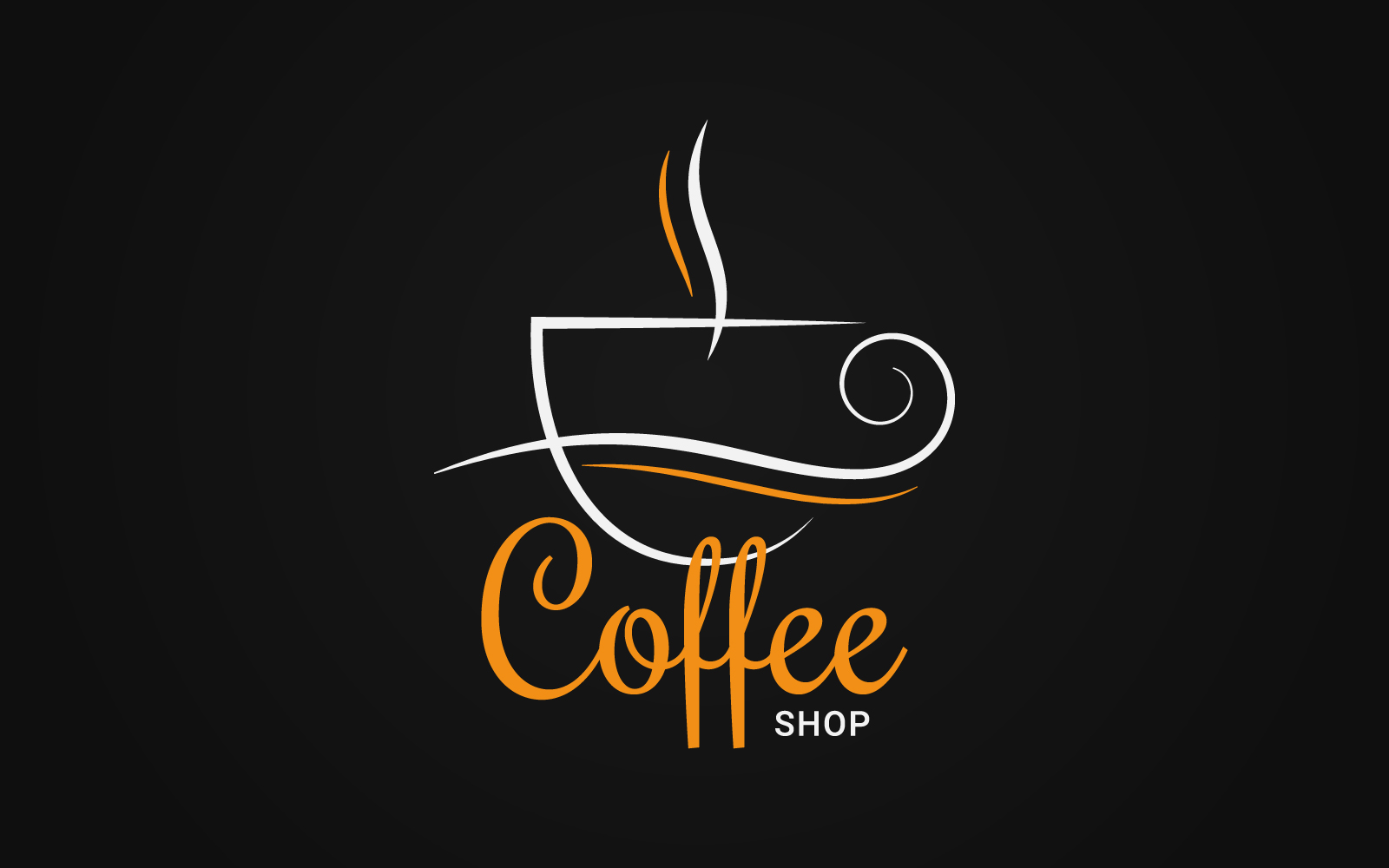 Artistic Coffee Сup Logo on Black Background Logo template