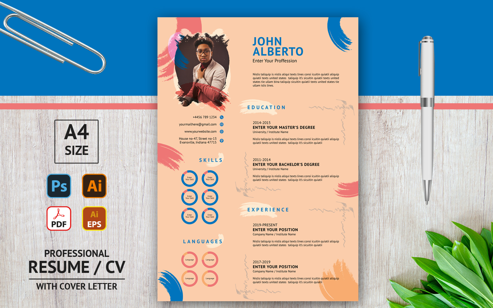 Abstract Printable CV Format Resume Template