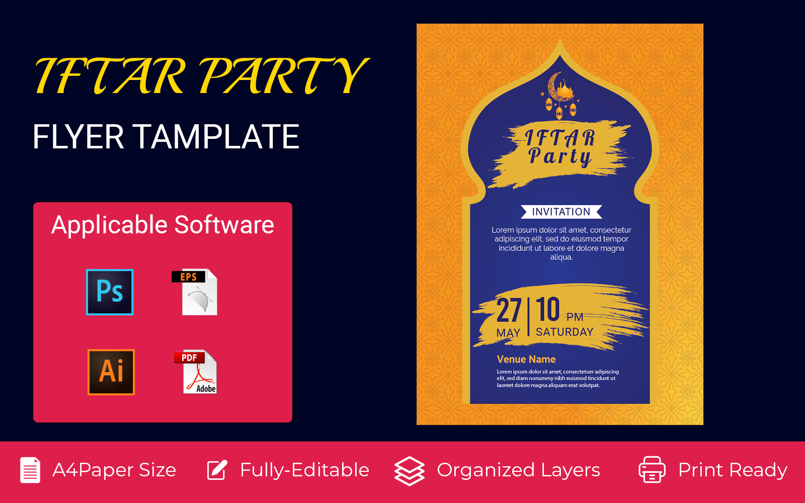 Ramadan Flyer for Ifter Party  Seminar Corporate identity template