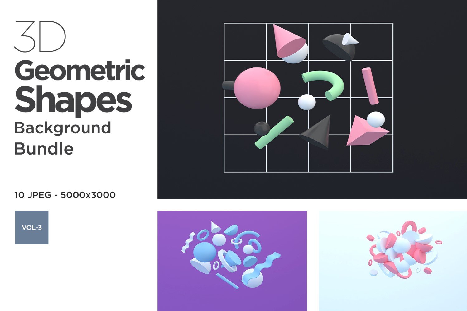 3D Geometric Shapes Illusion Background Set Vol 1