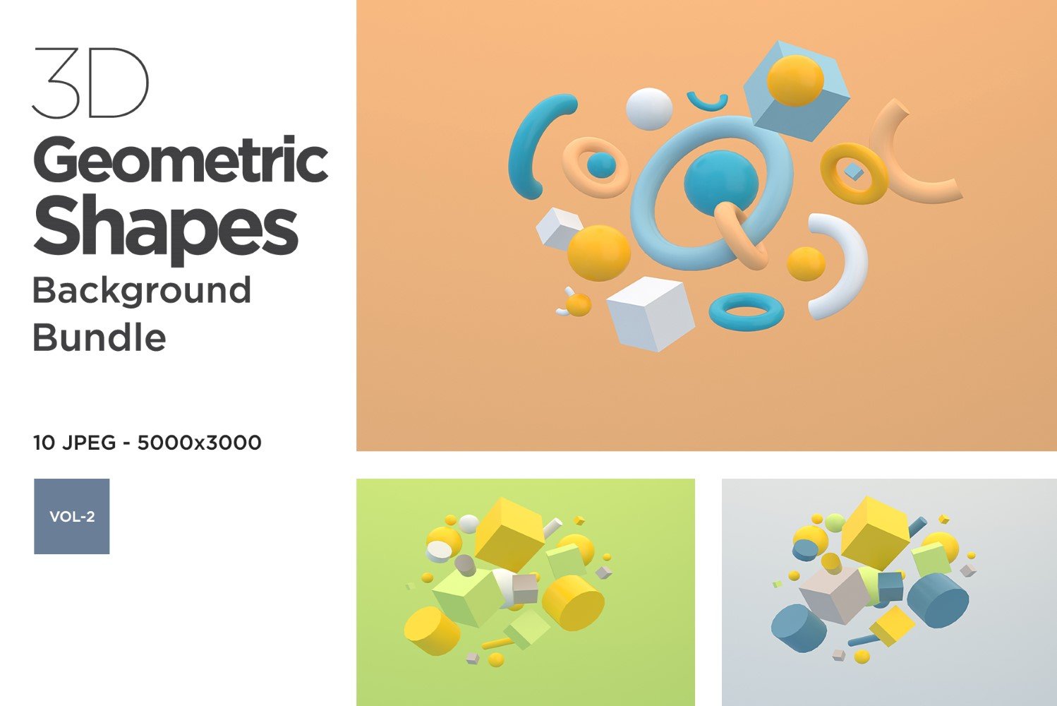 3D Geometric Shapes Illusion Background Set Vol 2 Illustration