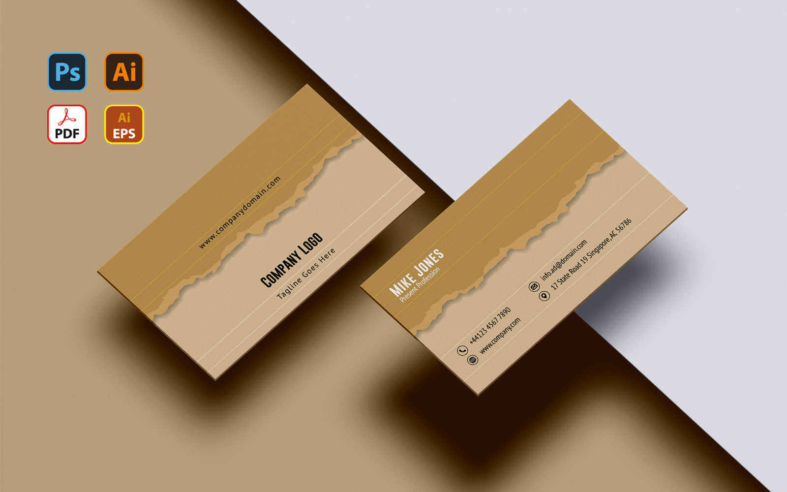 Torn Paper Design Business Cards Corporate identity template
