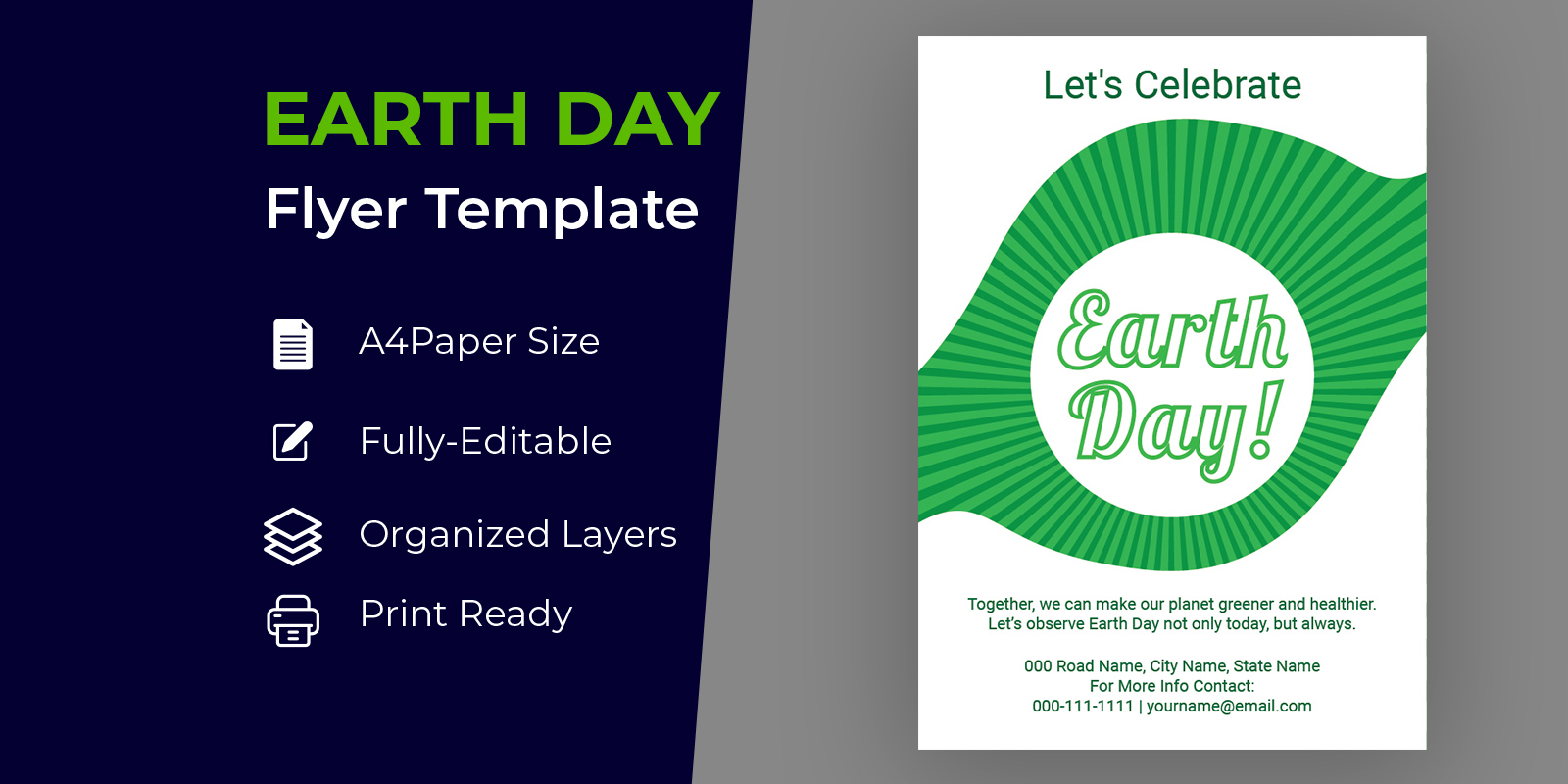 Saving planet Earth Day Flyer Design Corporate identity template