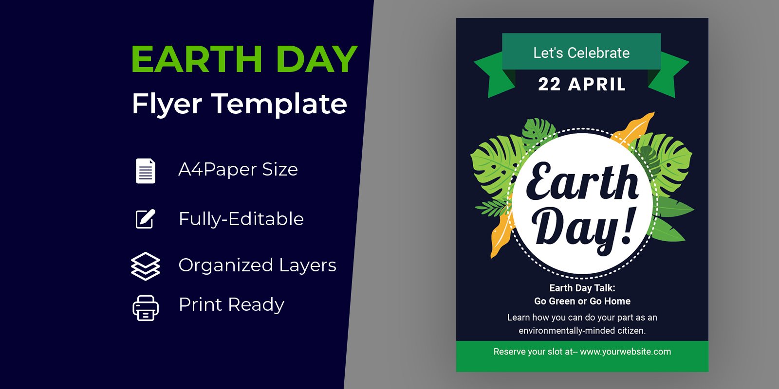 Earth Day Flat Poster Design Corporate identity template