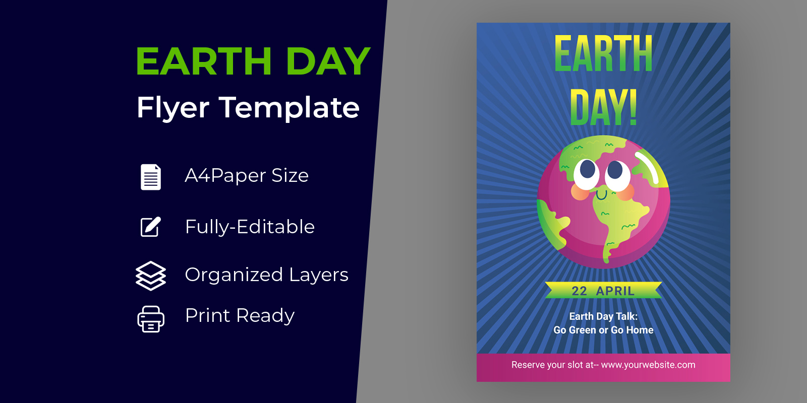 Blue Earth Day Flyer Design Corporate identity template
