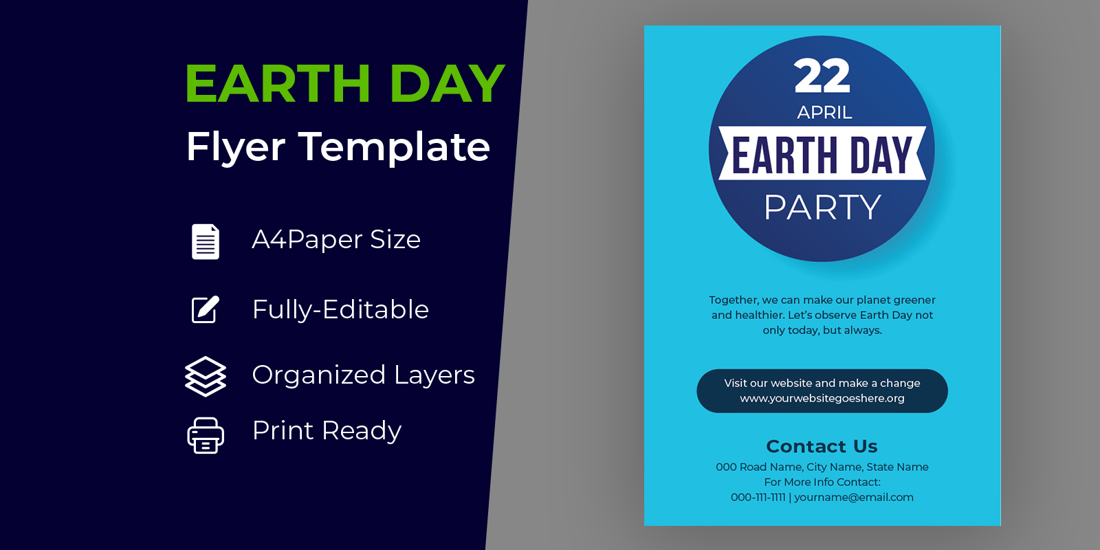 Cyan Earth Day Flyer Design Corporate identity template