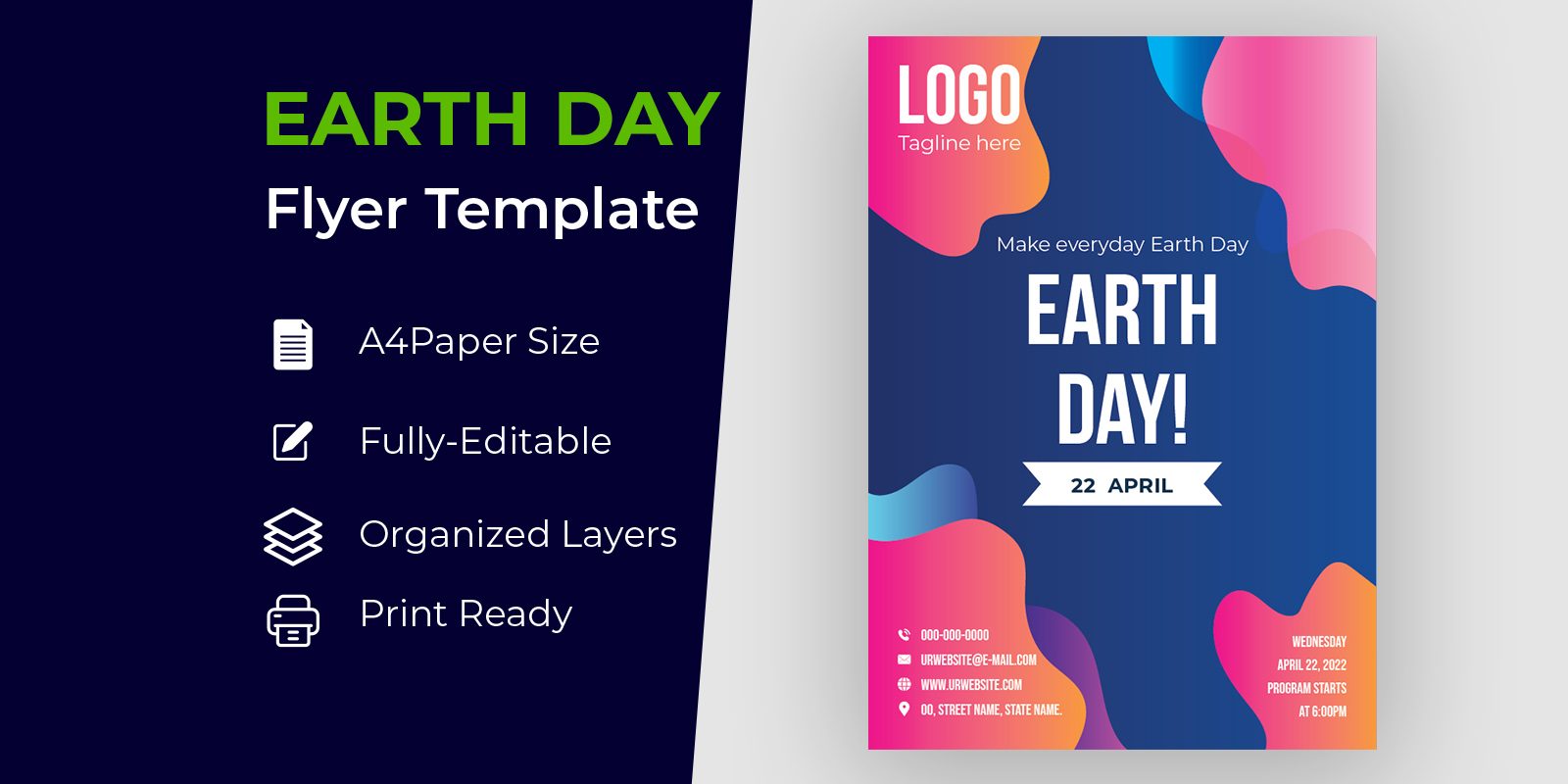 Earth Day Colorful Flyer Design Corporate identity template