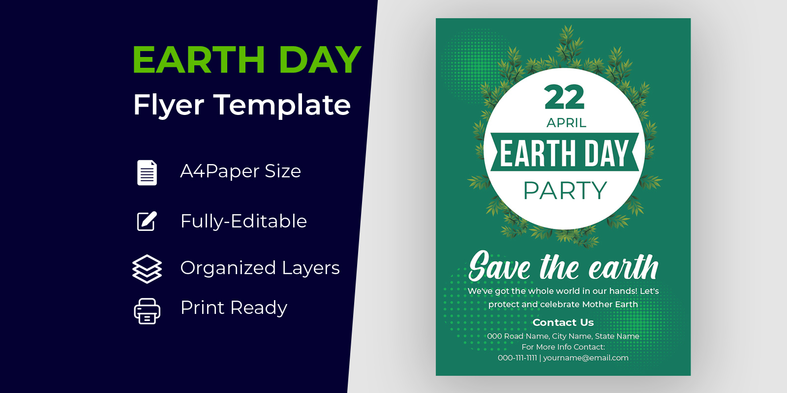 Earth Day Natural Flyer Design Corporate identity template
