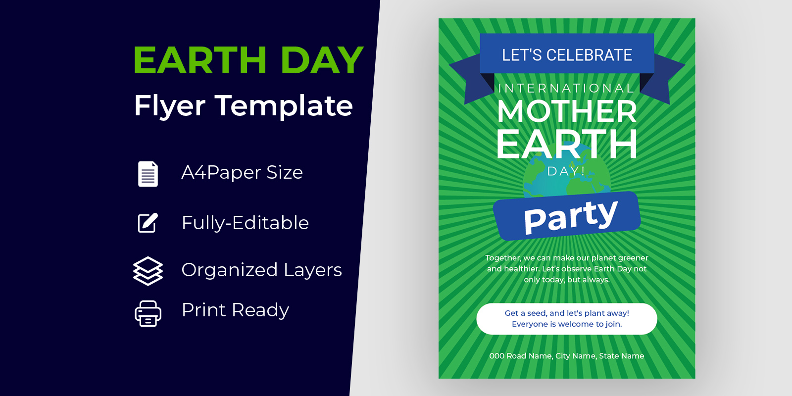 Happy Earth Day Green Flyer Design Corporate identity template