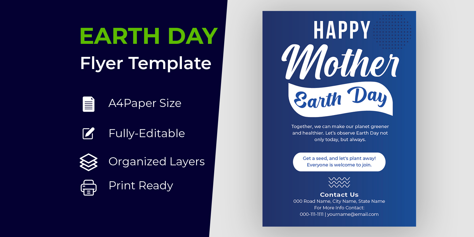 Decorative Happy Earth Day Flyer Design Corporate identity template