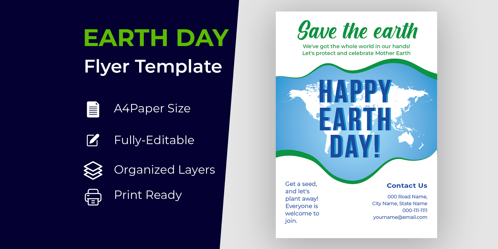 Happy Earth Day Globe Flyer Design Corporate identity template