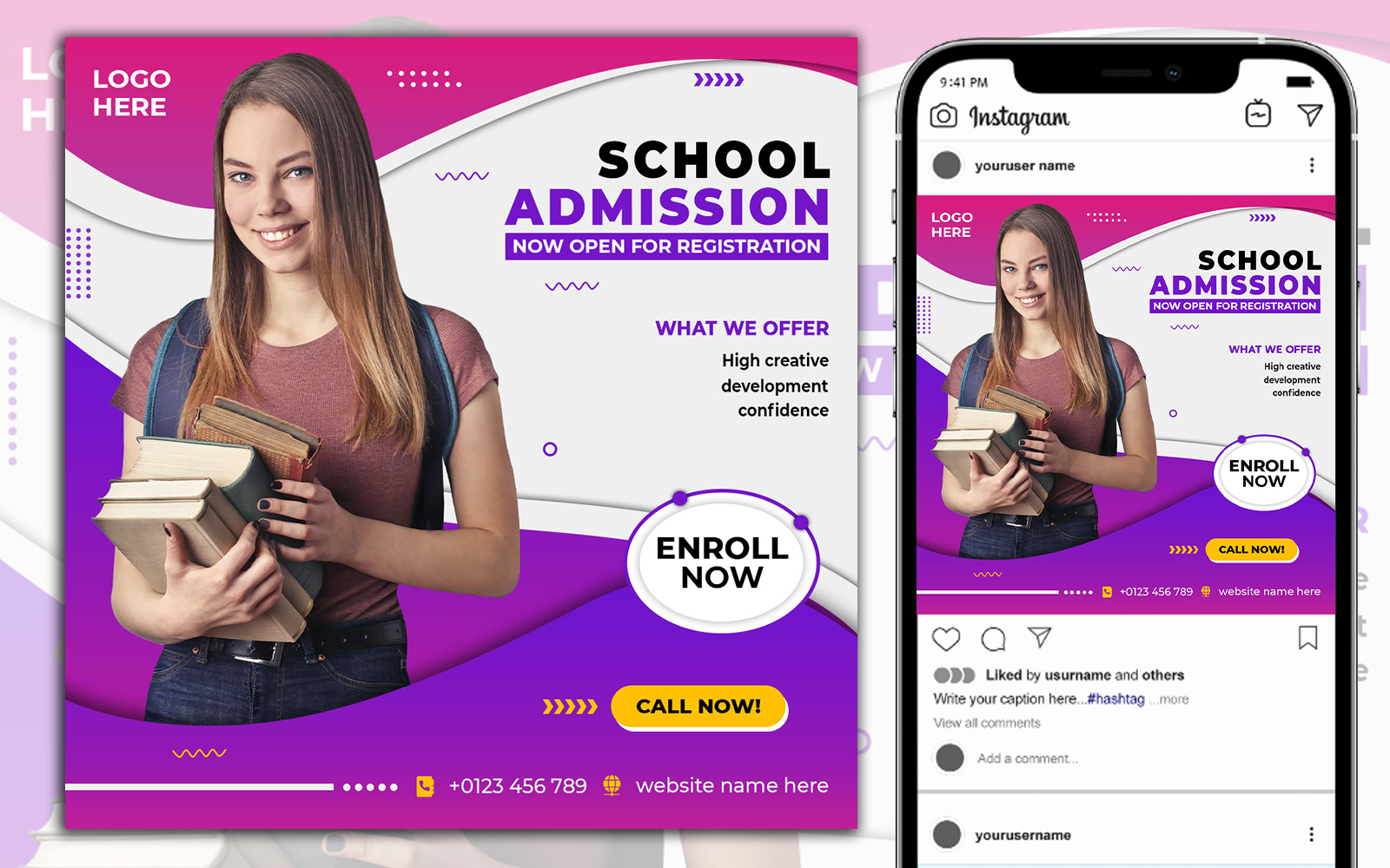 School Instagram Post Template Social Media