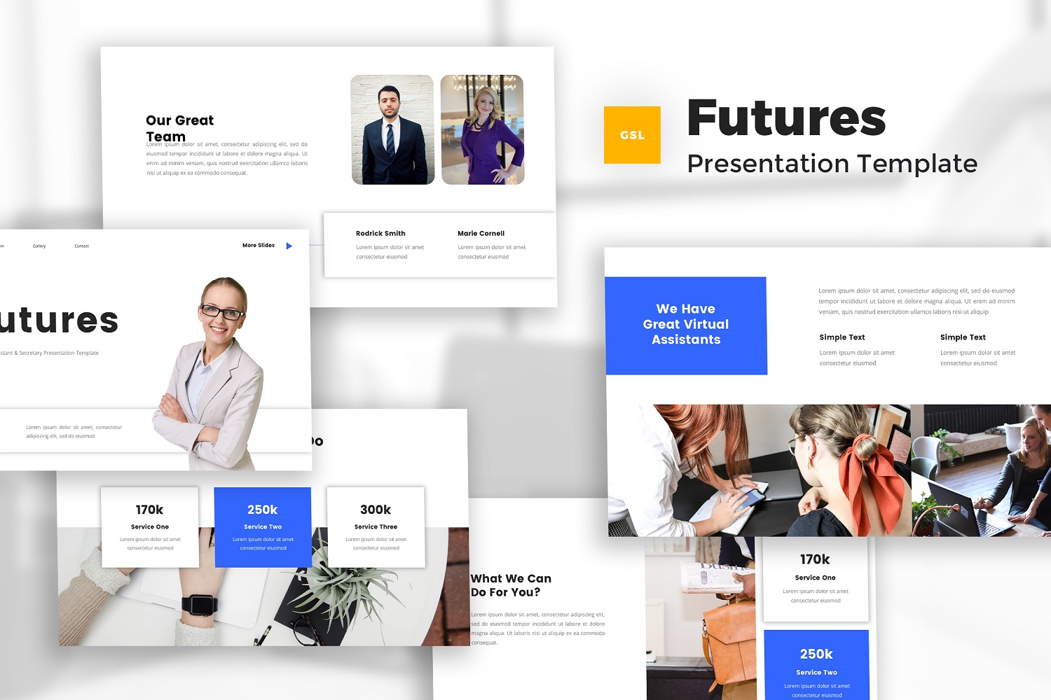 Futures - Virtual Assistant & Secretary Google Slides Template