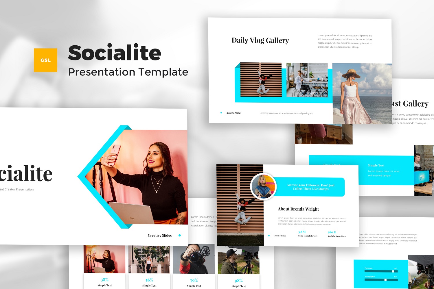 Socialite - Influencer & Content Creator Google Slides Template