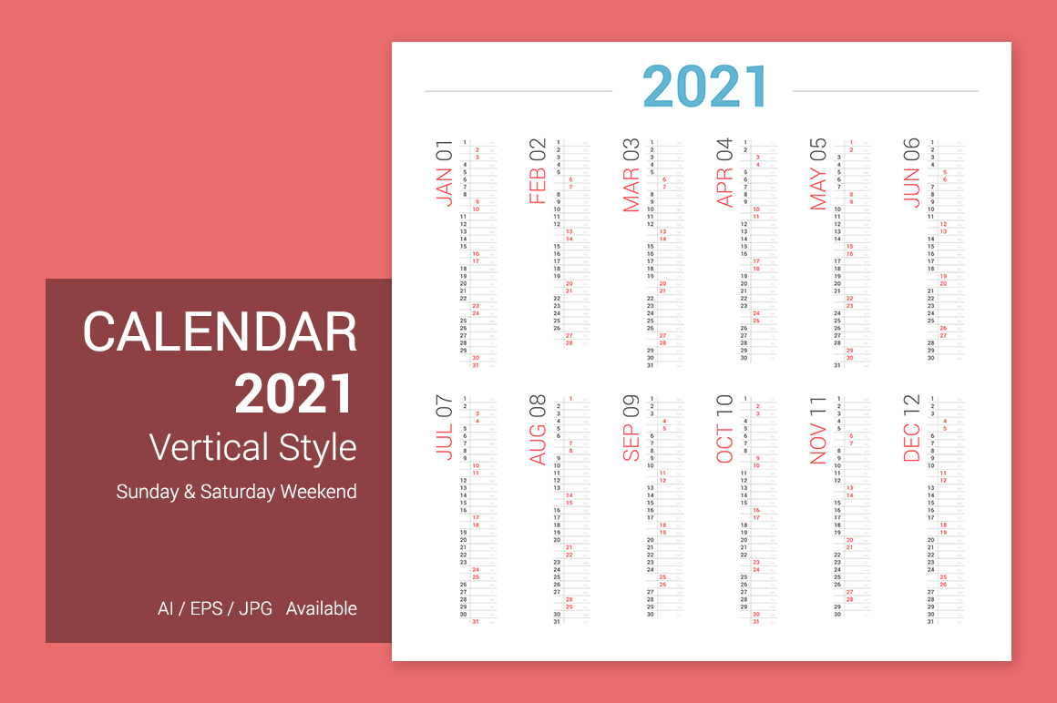 Calendar 2021 Vertical Design Planner