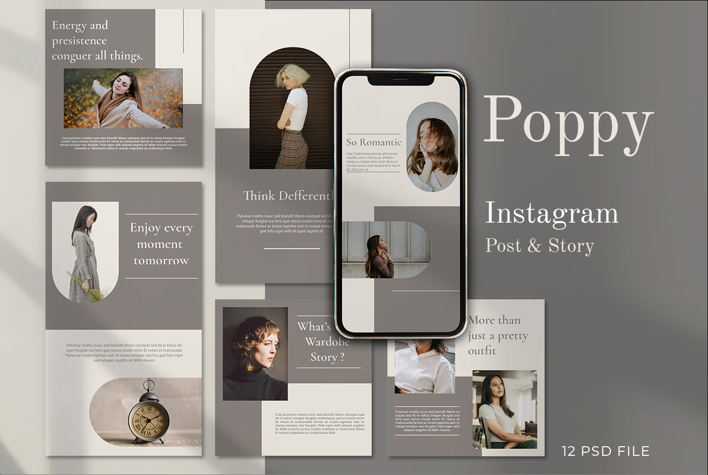 Poppy - Instagram Stories & Post Template Minimalist Social Media