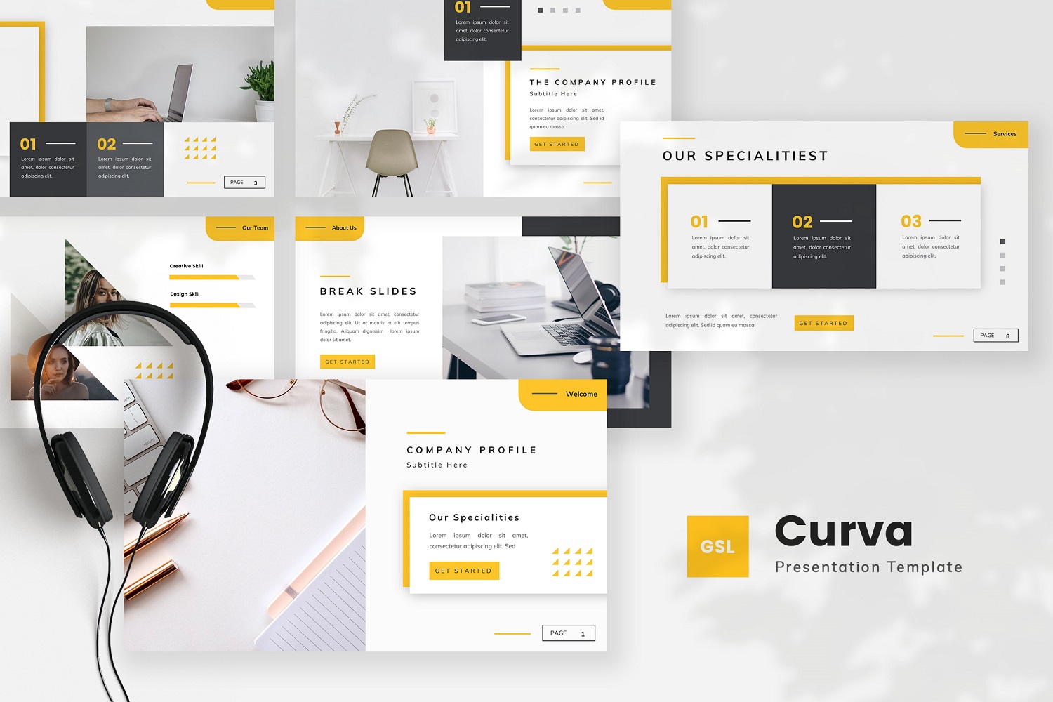 Curva - Creative Company Profile Google Slides Template