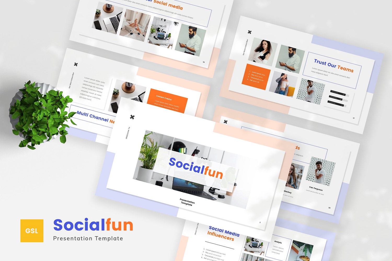 Socialfun - Social Media Google Slides Template