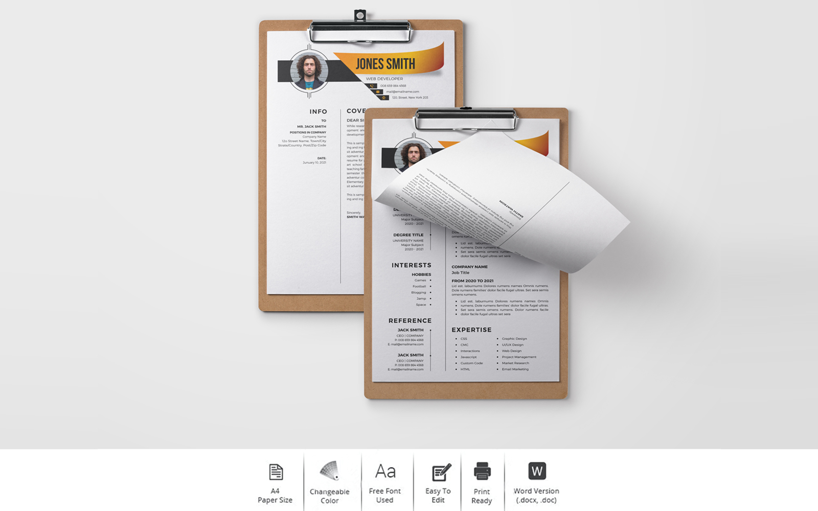 Jones Smith – CV Design for a Web Developer Printable Resume Templates