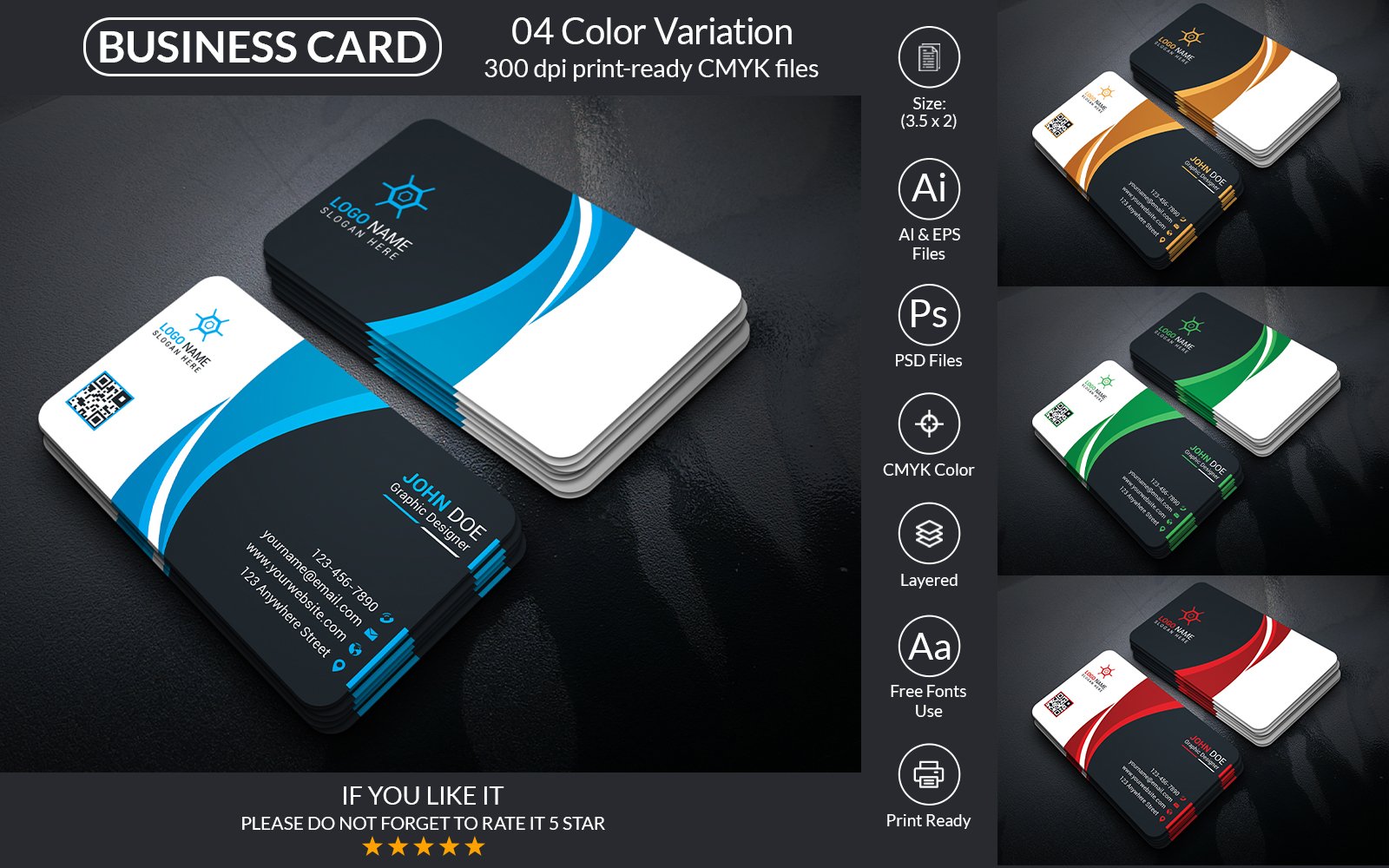 Creative Business Card With Vector And PSD Format