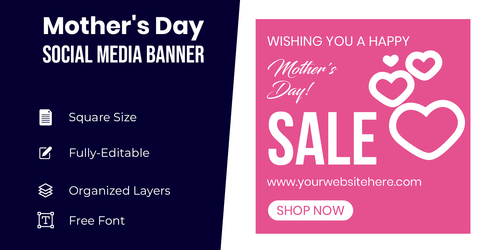 Love Shape Mothers Day Banner Design