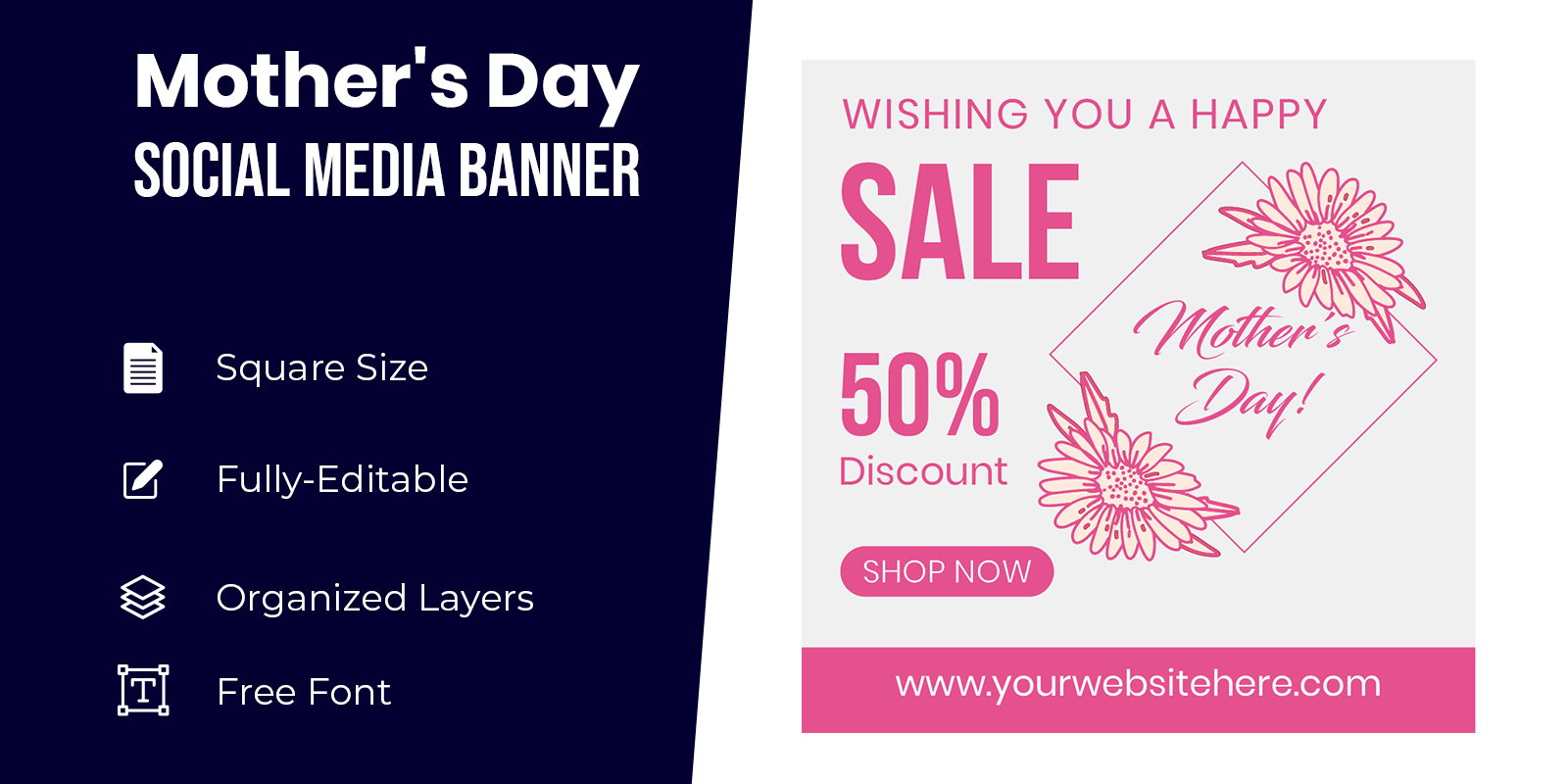 Flower Mothers Day Banner Design